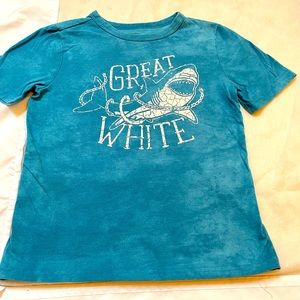 Sonoma Kids Size 7 Great White Shark Graphic Tee Blue Short Sleeve Shirt